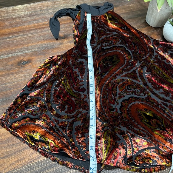FP Velvet Burnout Paisley Red Orange Yellow black neck tie sleeveless XS - Picture 10 of 13